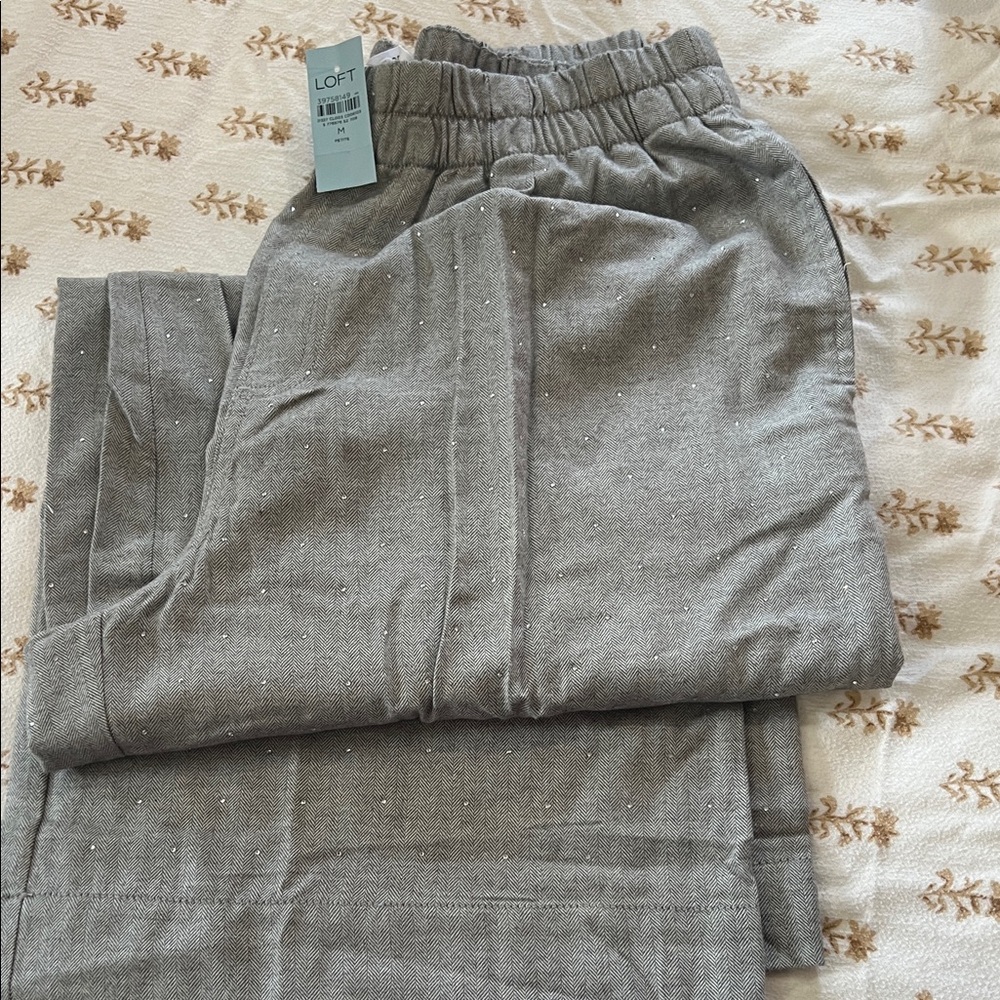 LOFT Women’s Gray Pindot Elastic-Waist Chinos
